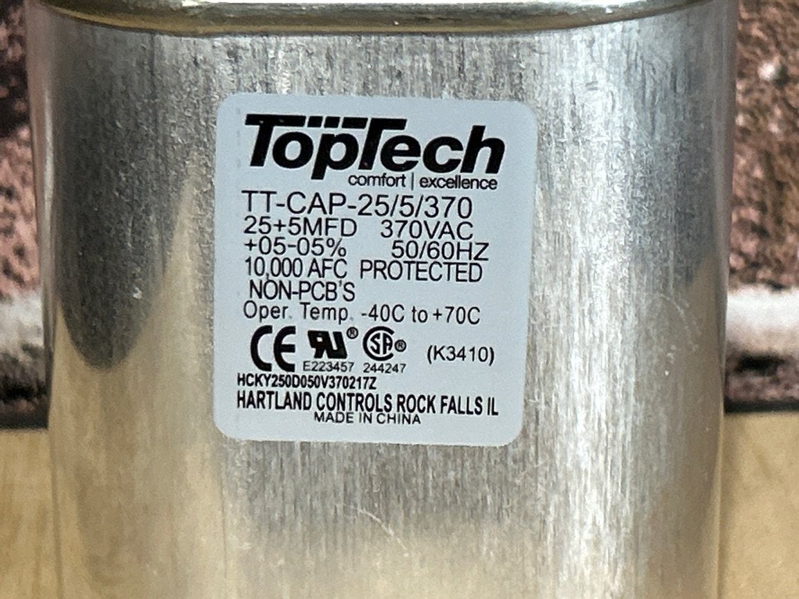 370 Vac, 25+5MFD 50/60 Hz, Oval Capacitor