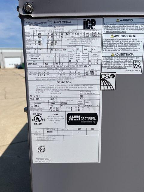 10 Ton Two-Stage Convertible Natural Gas/Electric Packaged Unit, 11 EER, 460/60/3, R410A