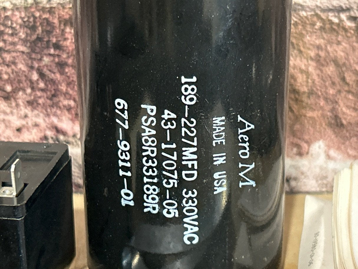 330 Vac, 189-227MFD 50/60 Hz, Round Capacitor