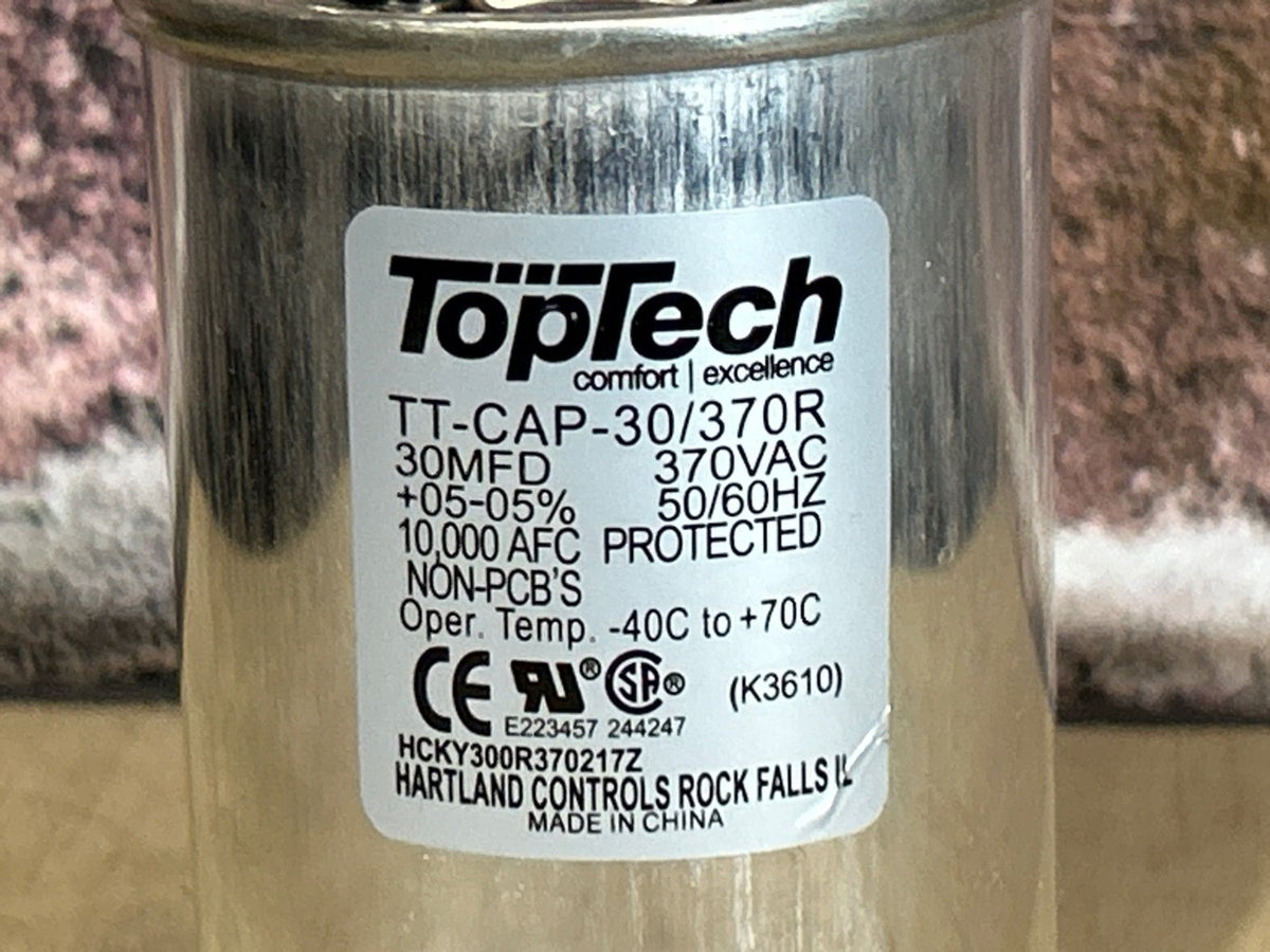 370 Vac, 30MFD 50/60 Hz, Round Capacitor