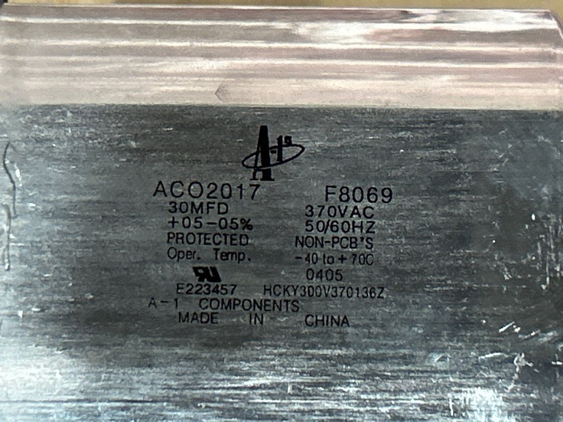 370 Vac, 30MFD 50/60 Hz, Oval Capacitor