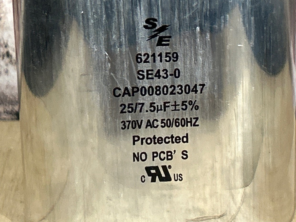 370 Vac, 25+7.5MFD 50/60 Hz, Oval Capacitor