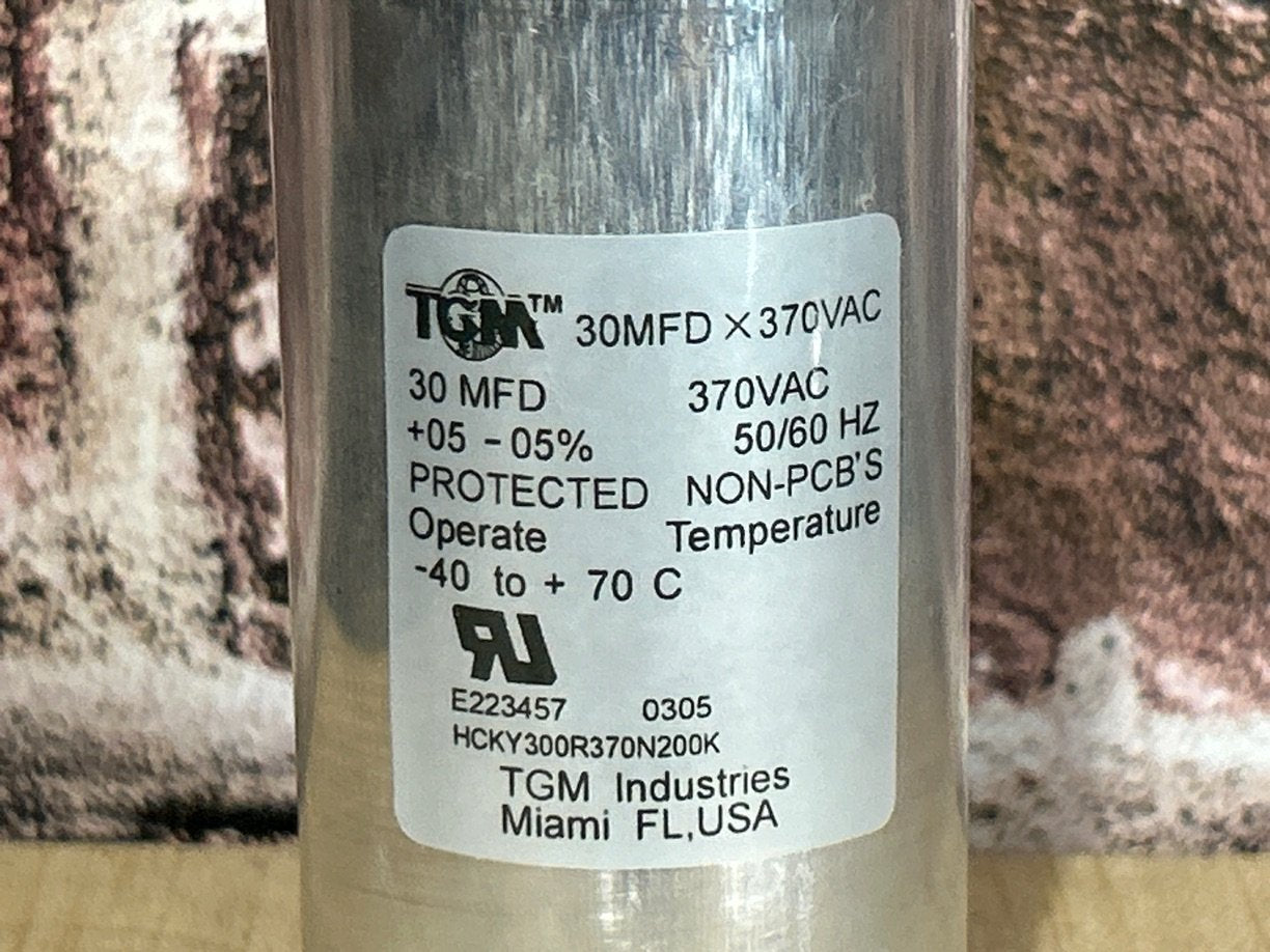 370 Vac, 30MFD 50/60 Hz, Round Capacitor