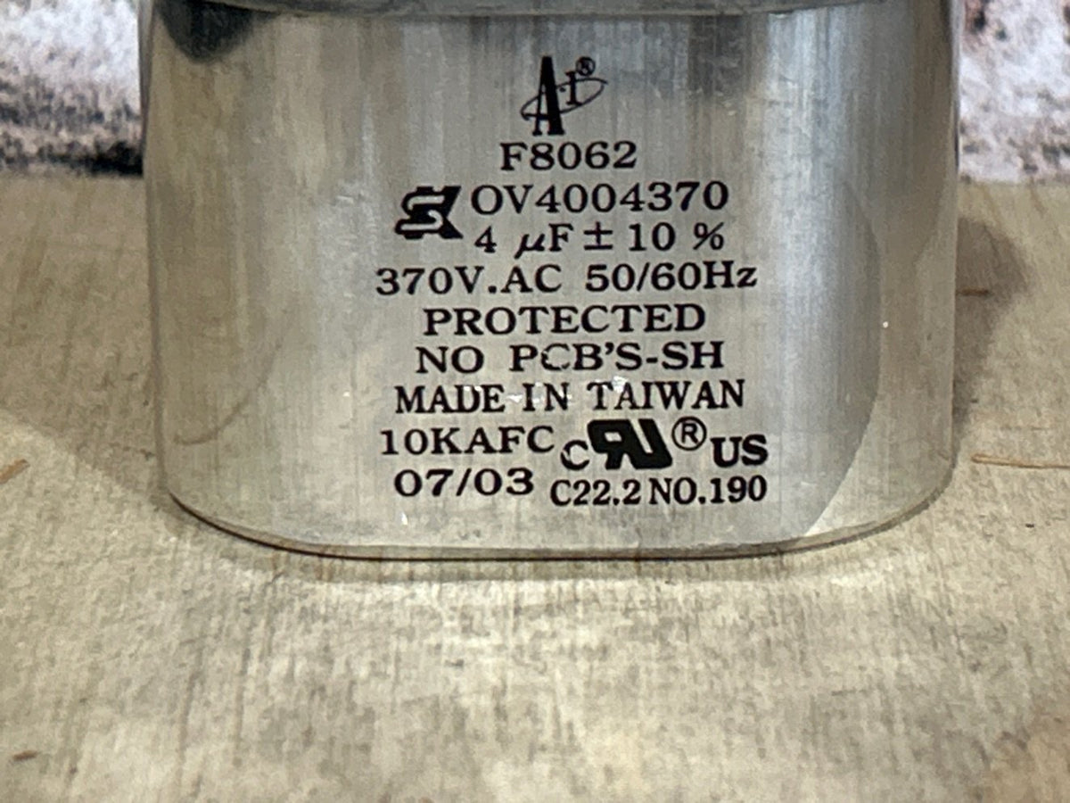 370 Vac, 4MFD 50/60 Hz, Oval Capacitor