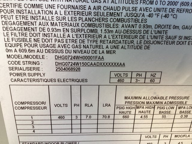 6 Ton Two-Stage Convertible Natural Gas/Electric Packaged Unit, 12.5 EER, 460/60/3, R32