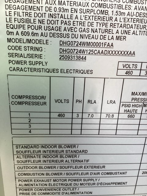 6 Ton Two-Stage Convertible Natural Gas/Electric Packaged Unit, 12.5 EER, 460/60/3, R32