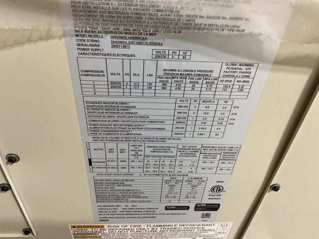 7.5 Ton Two-Stage Convertible Natural Gas/Electric Packaged Unit, 12.5 EER, 208-230/60/3, R32