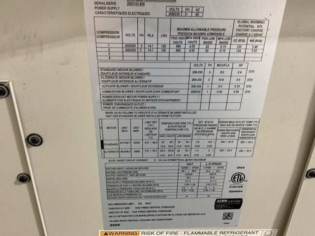 8.5 Ton Two-Stage Convertible Natural Gas/Electric Packaged Unit, 12.5 EER, 208-230/60/3, R32