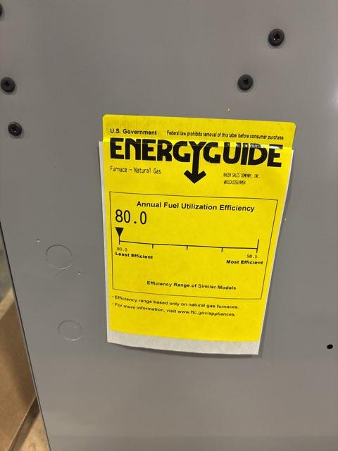 125,000 BTU Single-Stage Upflow/Horizontal ECM Multi Speed Gas Furnace 80% AFUE 115/60/1 CFM: 2165