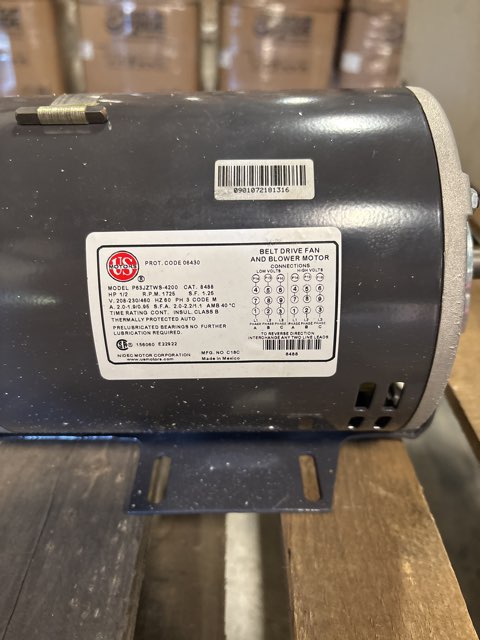 1/2 HP General Purpose Motor 208-230/460/60/3 1725 Rpm 1 Speed