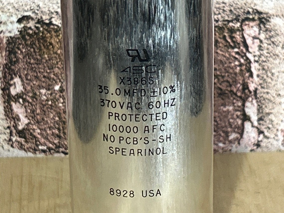 370 Vac, 35MFD 50/60 Hz, Round Capacitor