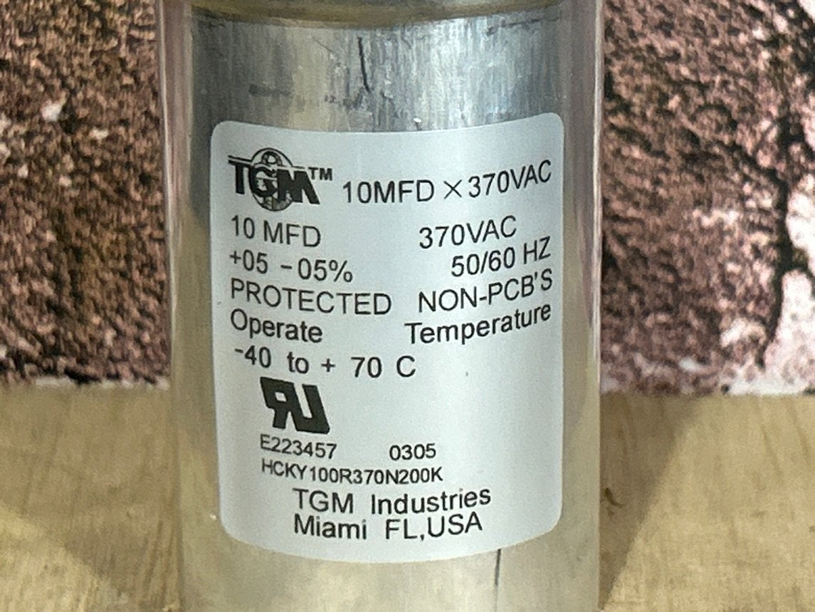370 Vac, 10MFD 50/60 Hz, Round Capacitor