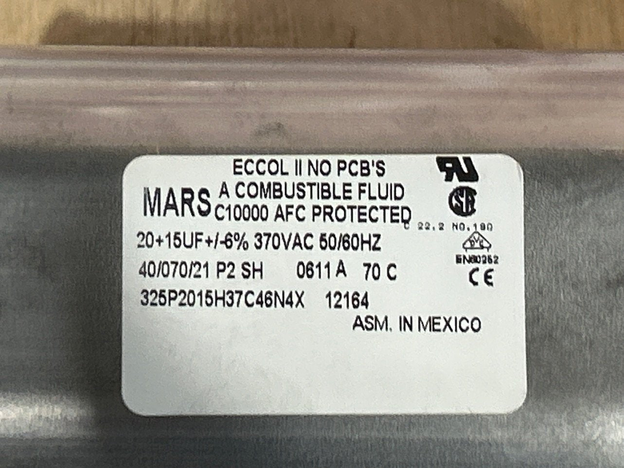 370 Vac, 20+15MFD 50/60 Hz, Oval Capacitor
