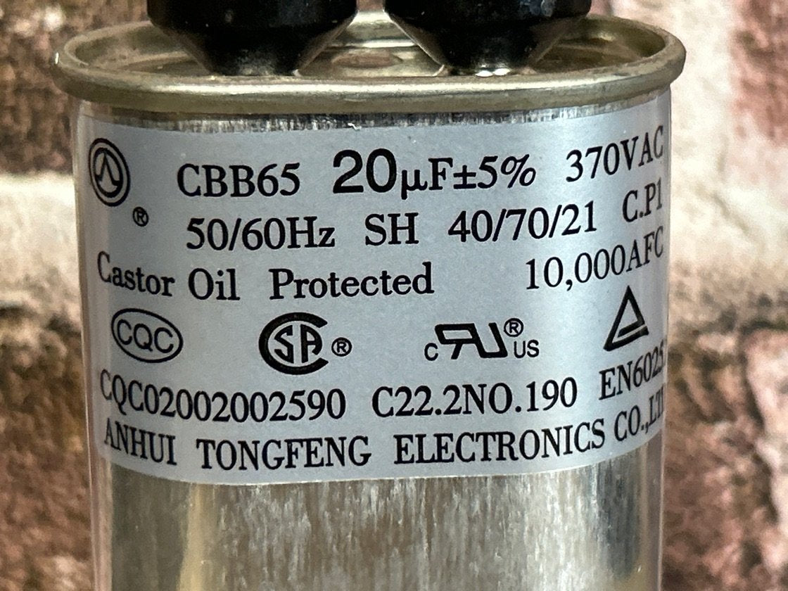370 Vac, 20MFD 50/60 Hz, Oval Capacitor
