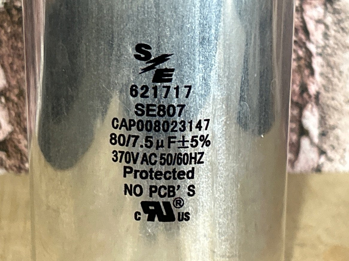 370 Vac, 80+7.5MFD 50/60 Hz, Round Capacitor