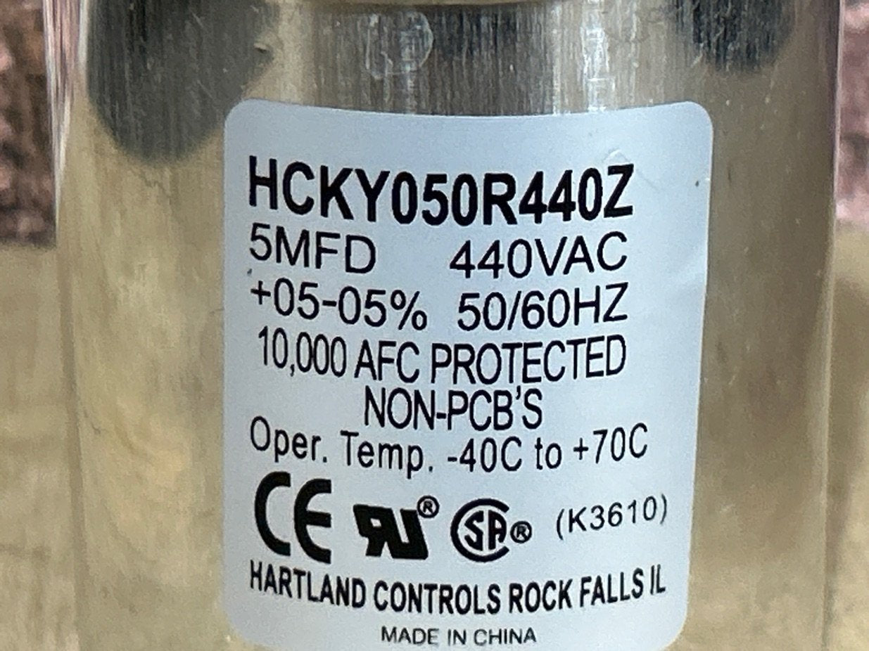 440 Vac, 5MFD 50/60 Hz, Round Capacitor