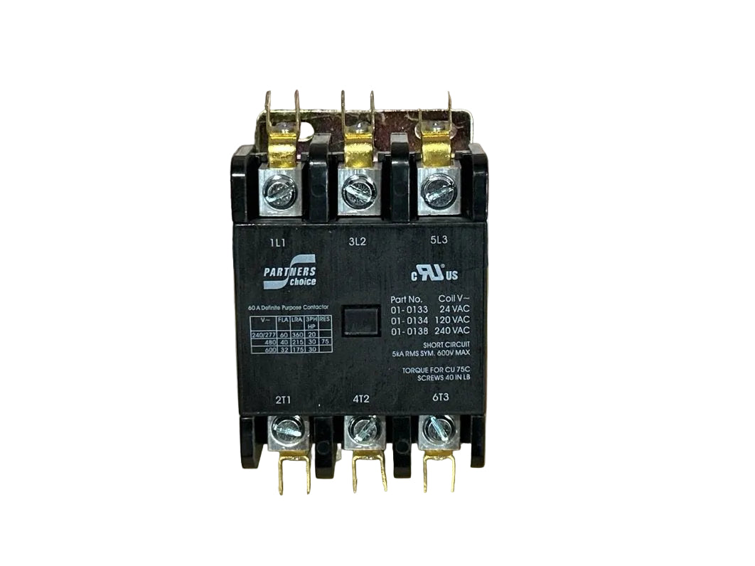 24 V, 50/60 Hz, 60 Amps 3 Pole Contactor