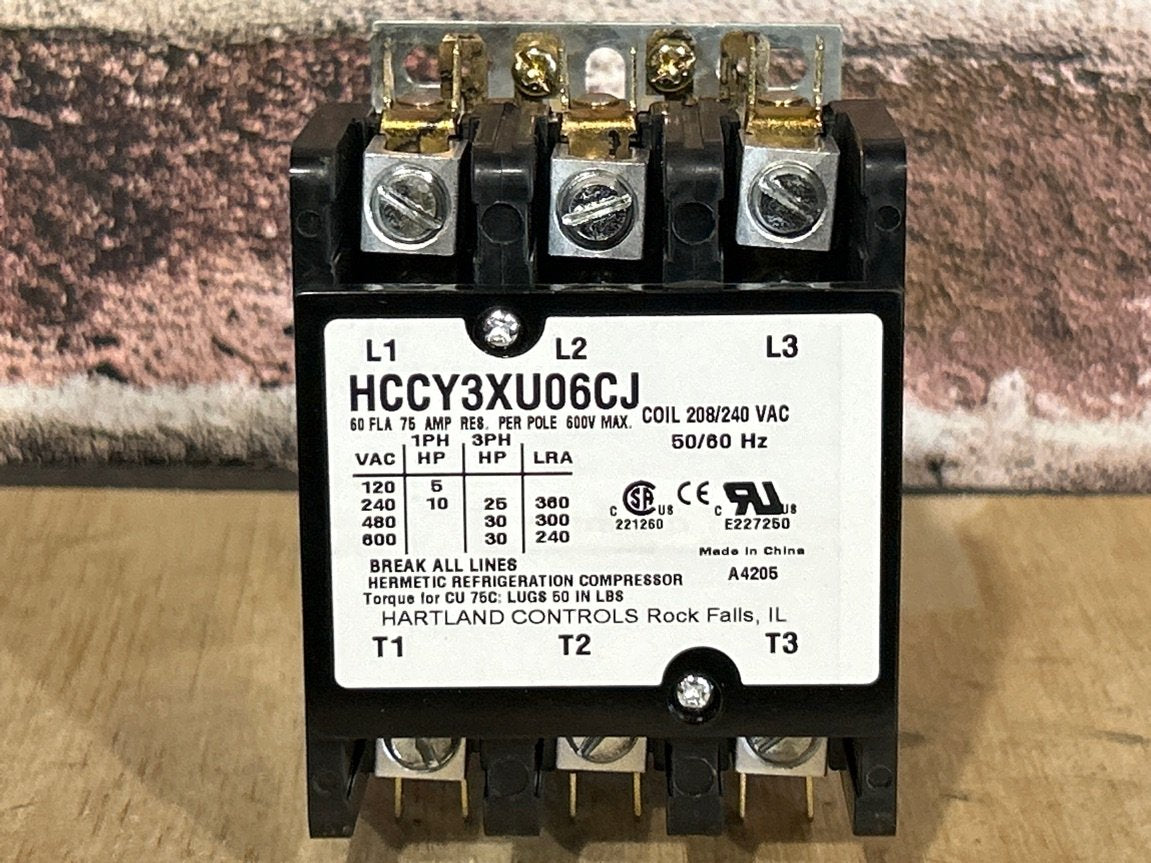 208/240 V, 50/60 Hz, 60 Amps 3 Pole Contactor