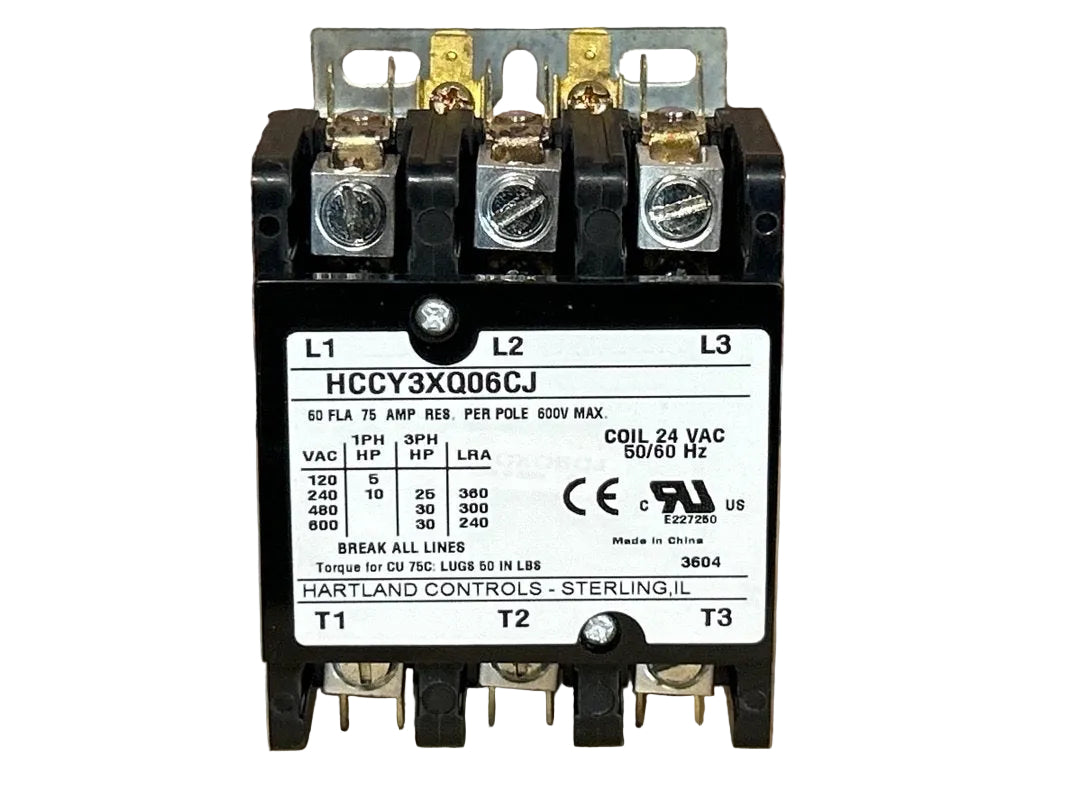 240 V, 50/60 Hz, 60 Amps 3 Pole Contactor