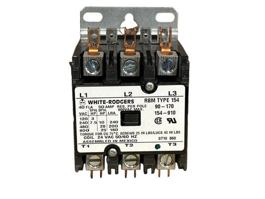 24 V, 50/60 Hz, 30 Amps 3 Pole Contactor