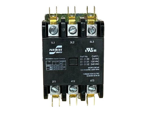 240 V, 50/60 Hz, 50 Amps 3 Pole Contactor