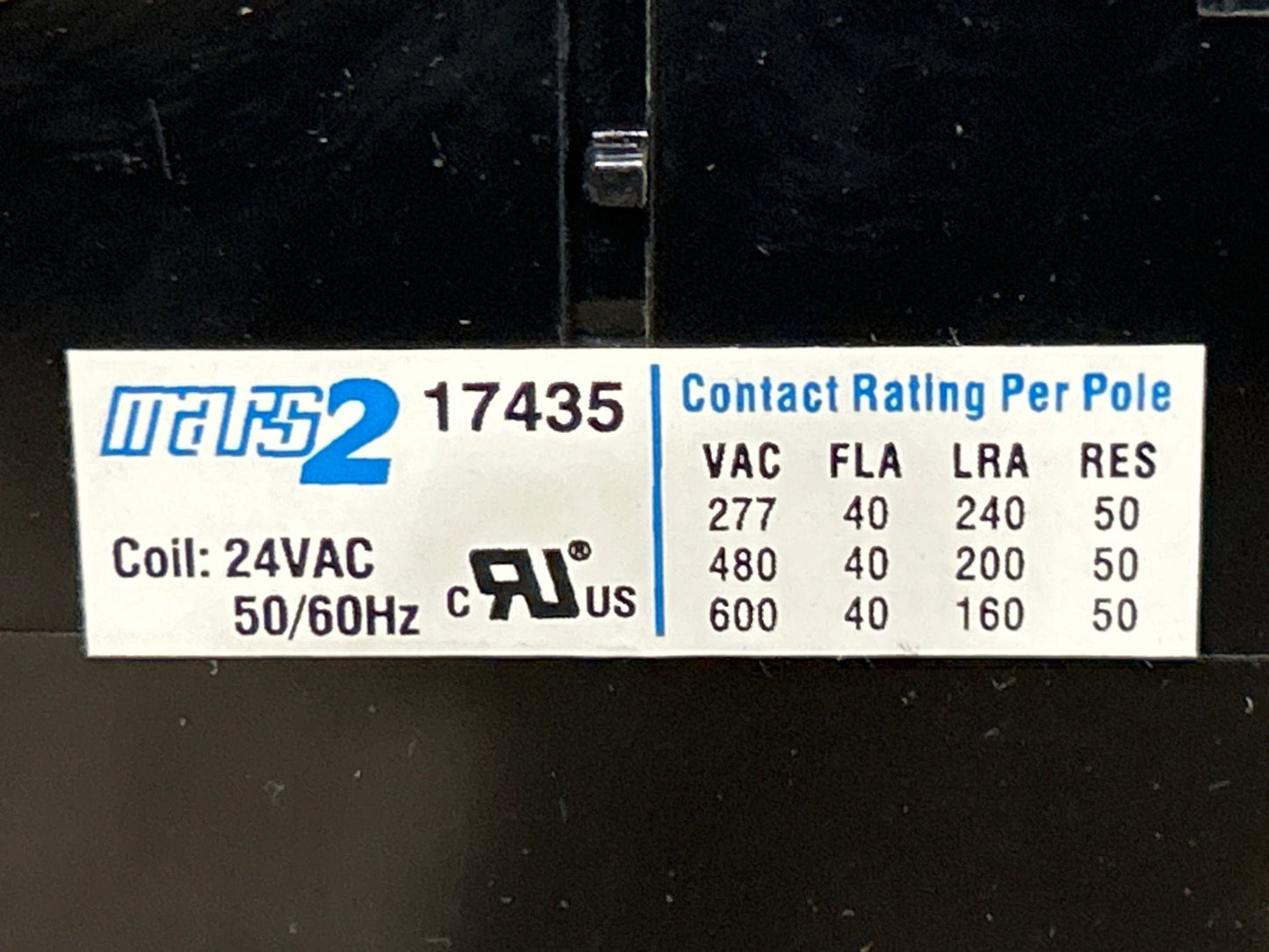 24 V, 50/60 Hz, 40 Amps 3 Pole Contactor