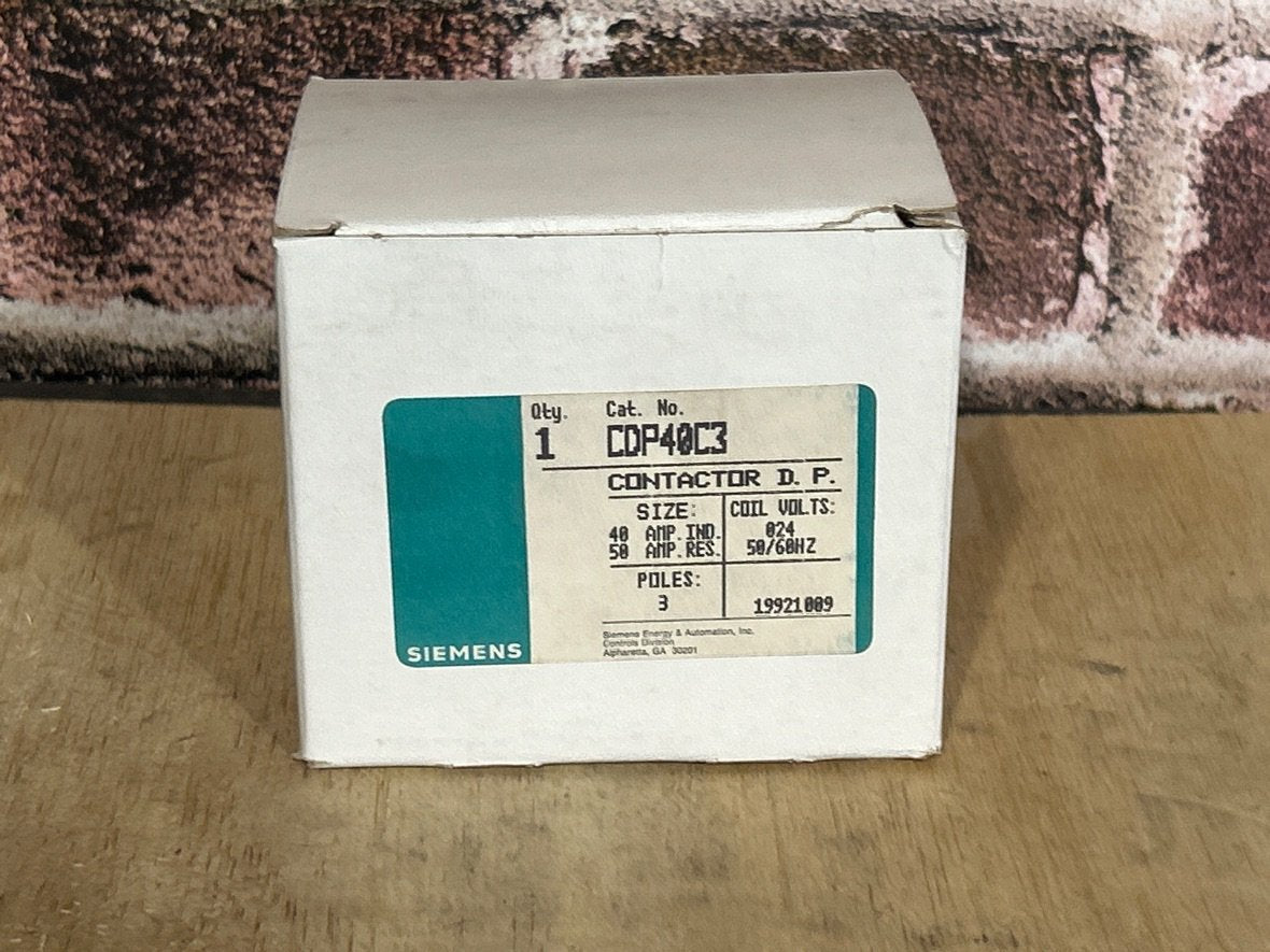24 V, 50/60 Hz, 40 Amps 3 Pole Contactor