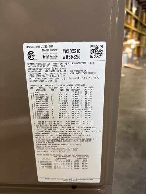 5 Ton AC/HP ECM Communicating Multiposition Air Handler 208-230/60/1 R-410A CFM 1800