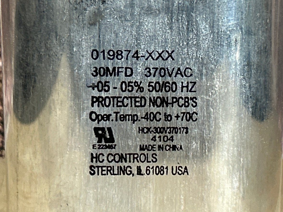 370 Vac, 30MFD 50/60 Hz, Round Capacitor