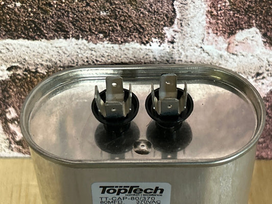 370 Vac, 80MFD 50/60 Hz, Oval Capacitor