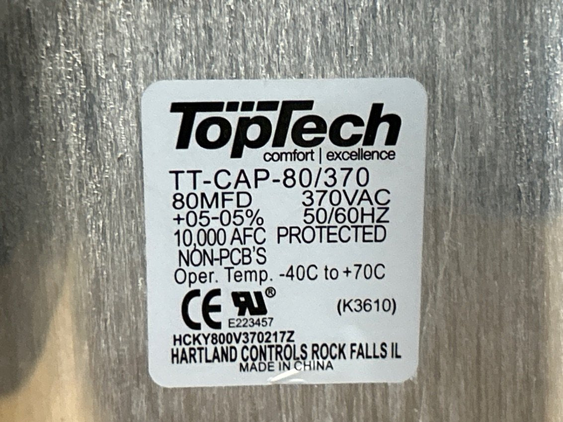 370 Vac, 80MFD 50/60 Hz, Oval Capacitor