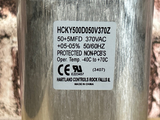 370 Vac, 50+5MFD 50/60 Hz, Oval Capacitor