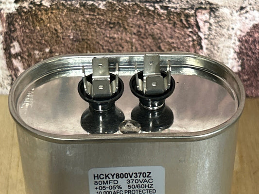 370 Vac, 80MFD 50/60 Hz, Oval Capacitor