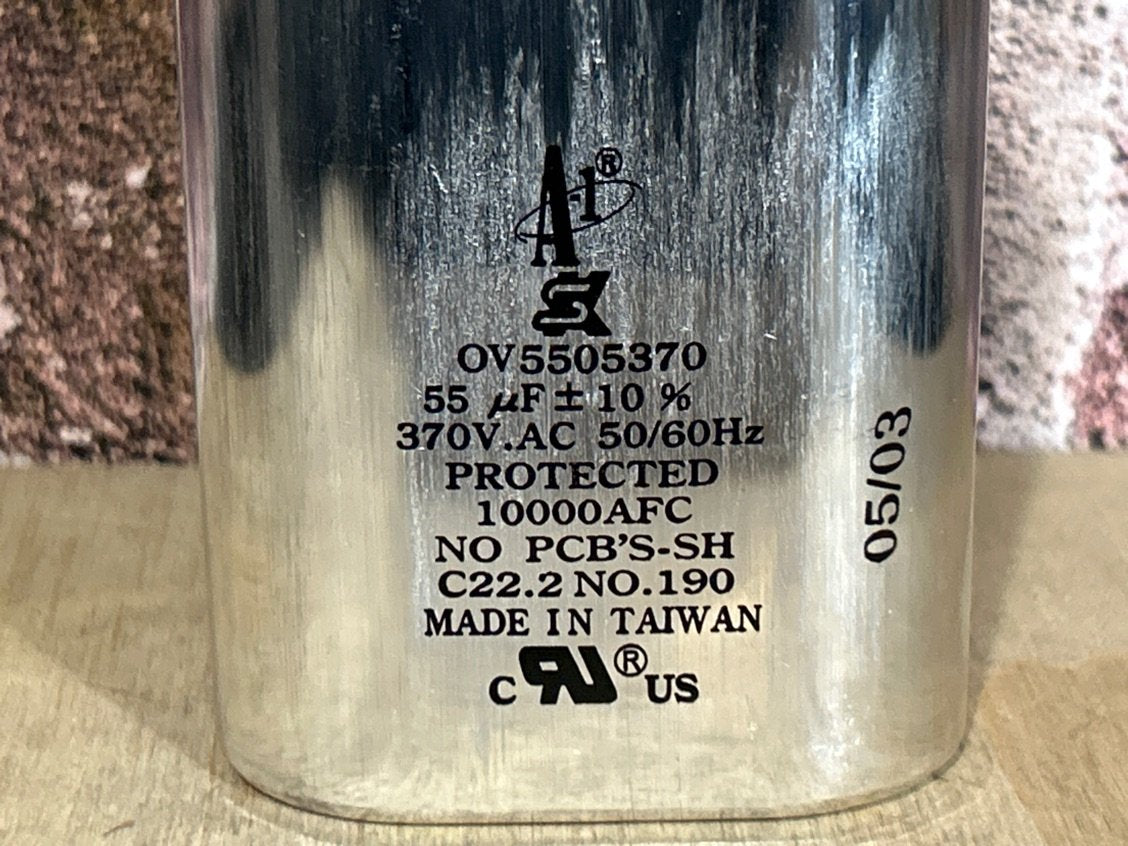 370 Vac, 55MFD 50/60 Hz, Oval Capacitor