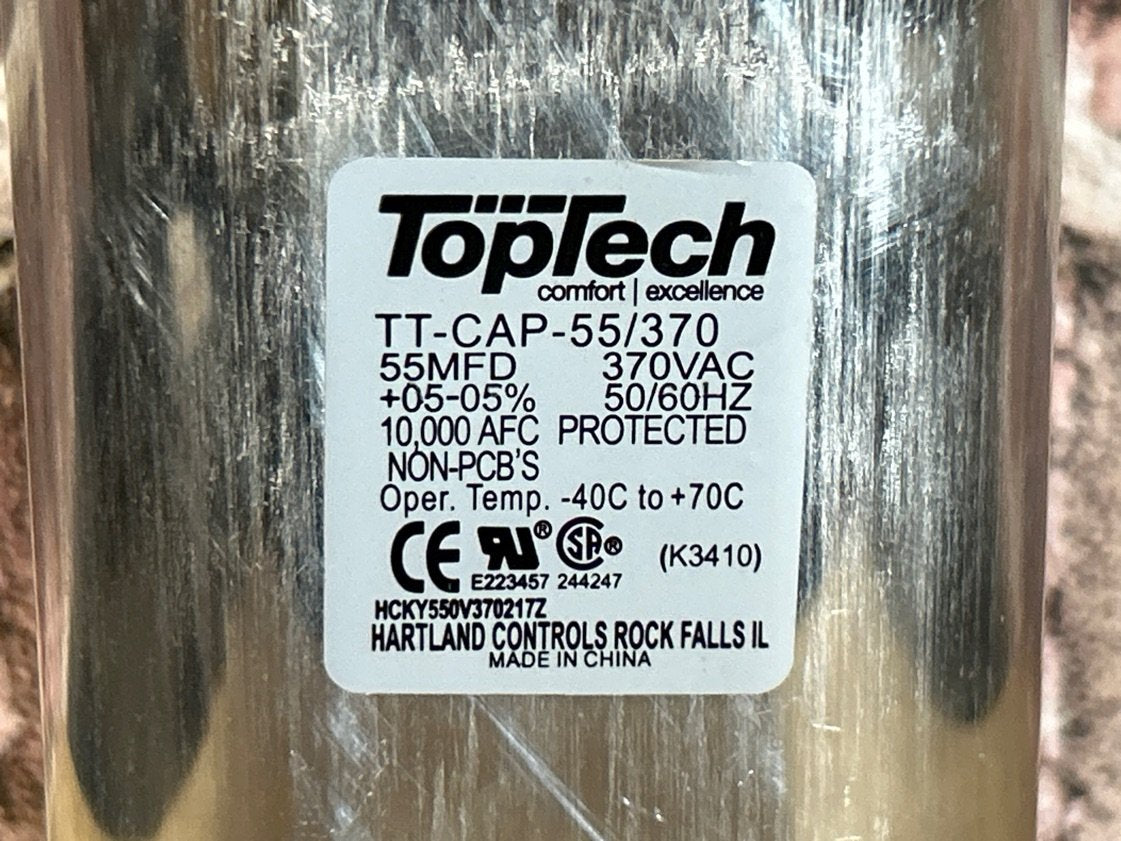 370 Vac, 55MFD 50/60 Hz, Oval Capacitor