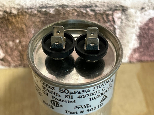 370 Vac, 50MFD 50/60 Hz, Round Capacitor