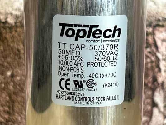 370 Vac, 50MFD 50/60 Hz, Round Capacitor