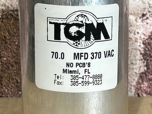 370 Vac, 70MFD 50/60 Hz, Round Capacitor