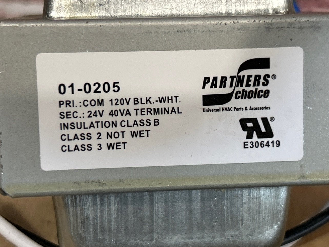 120/24 V, 50/60 Hz, 40VA Transformer