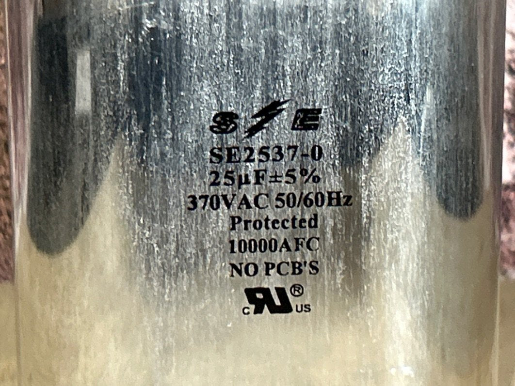 370 Vac, 25MFD 50/60 Hz, Oval Capacitor