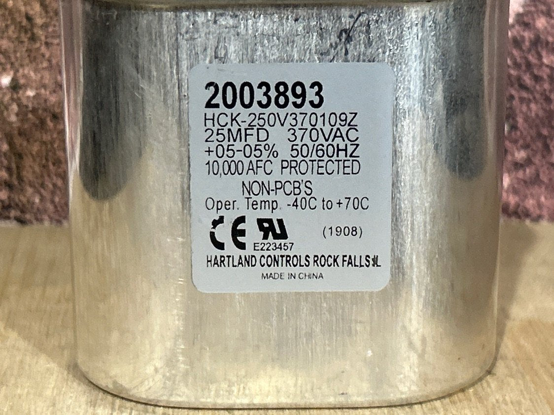 370 Vac, 25MFD 50/60 Hz, Round Capacitor