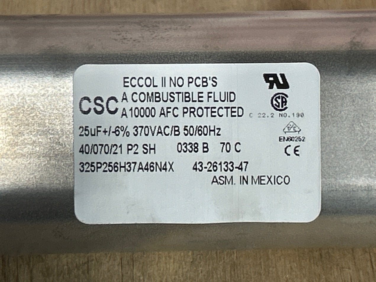 370 Vac, 25MFD 50/60 Hz, Oval Capacitor