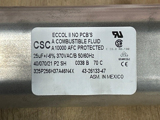 370 Vac, 25MFD 50/60 Hz, Oval Capacitor