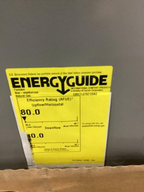 66,000 BTU Low NOx 2-Stg Multiposition ECM Var Spd Communicating Gas Furnace 80% 115/60/1 CFM: 2225