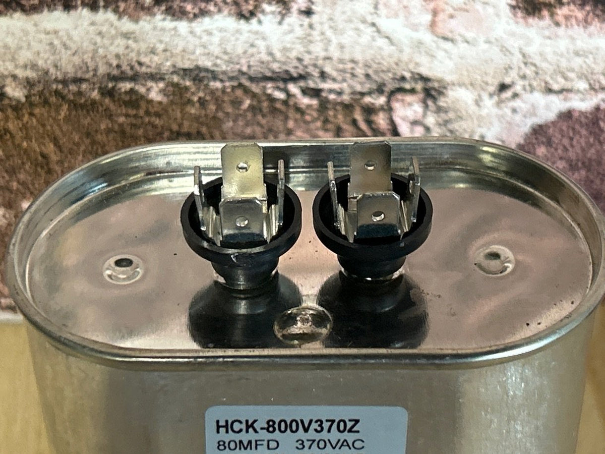 370 Vac, 80MFD 50/60 Hz, Oval Capacitor