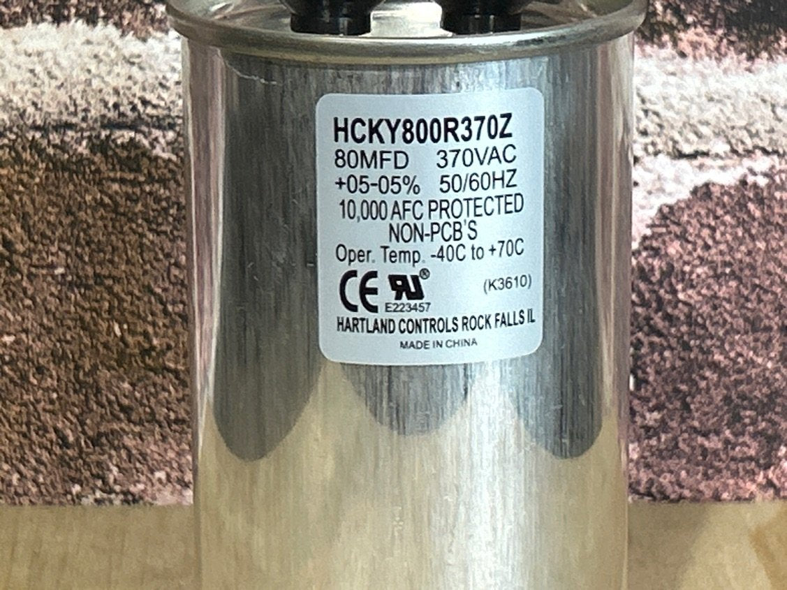 370 Vac, 80MFD 50/60 Hz, Round Capacitor