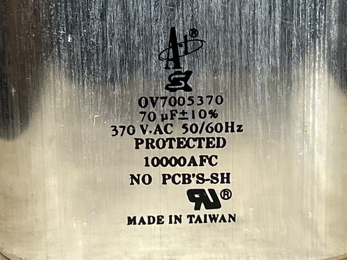 370 Vac, 70MFD 50/60 Hz, Oval Capacitor
