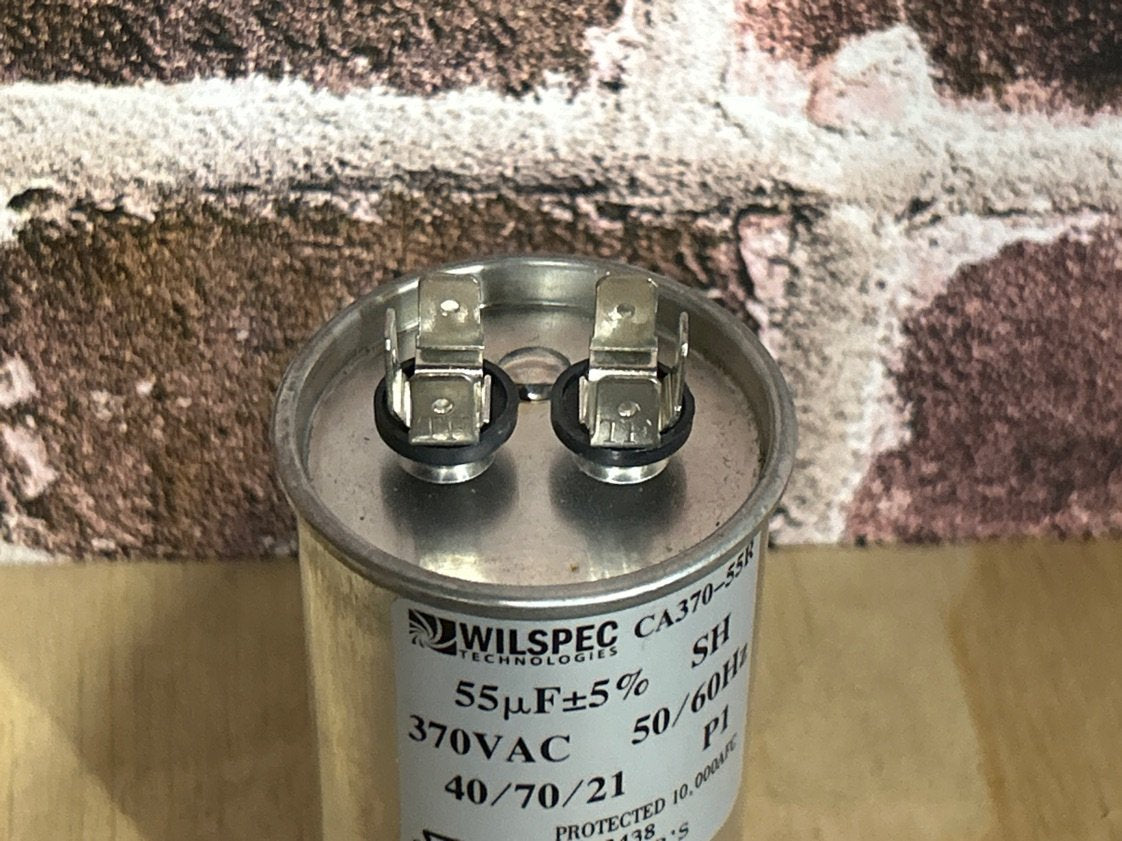 370 Vac, 55MFD 50/60 Hz, Round Capacitor