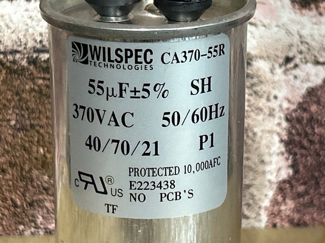 370 Vac, 55MFD 50/60 Hz, Round Capacitor