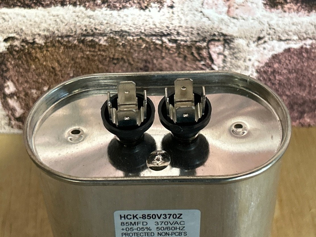 370 Vac, 85MFD 50/60 Hz, Oval Capacitor